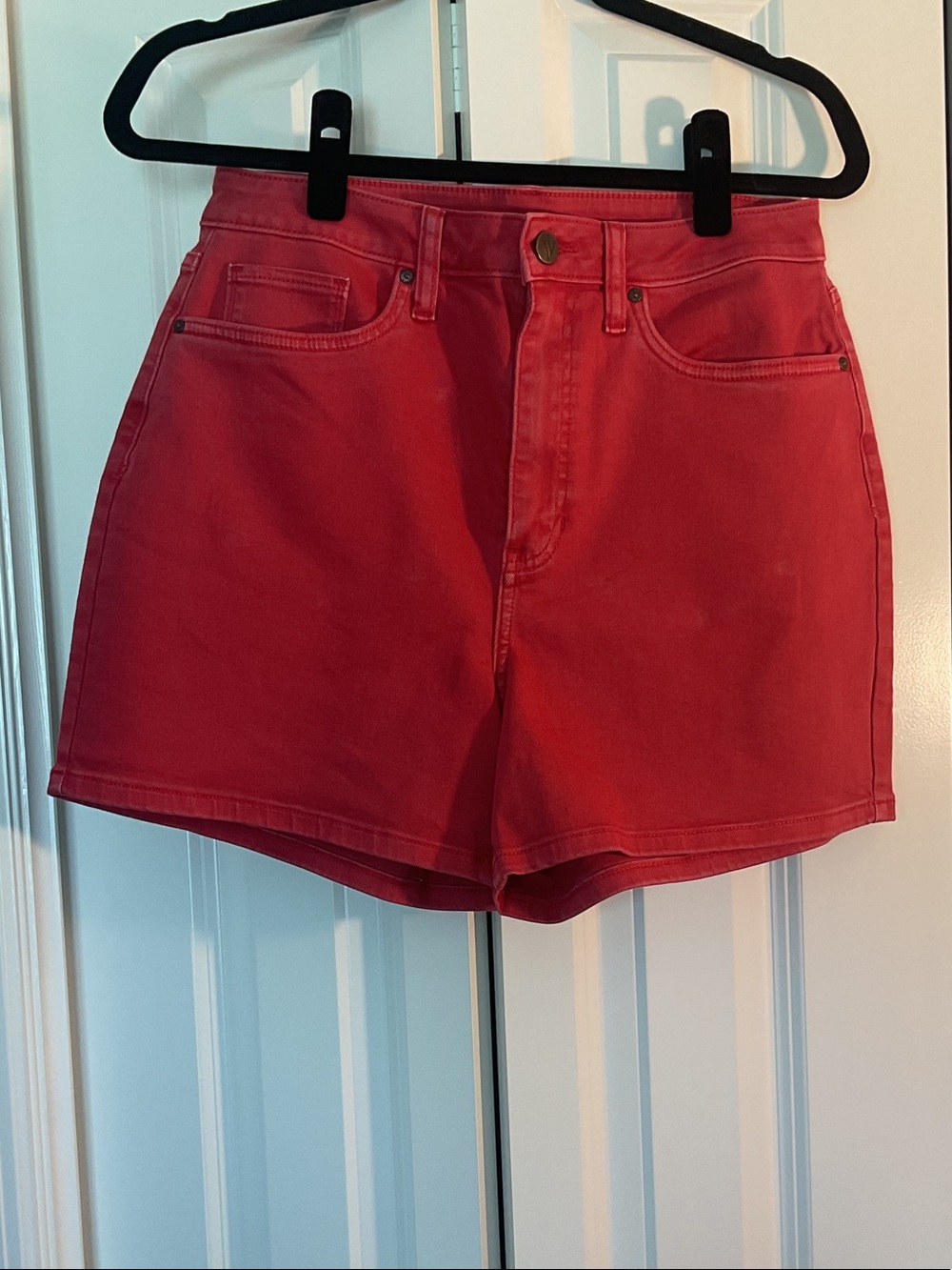 VENUS Red High-Rise Denim Shorts